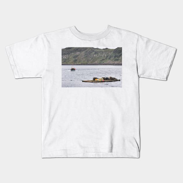 Picking up the pots - Portree Harbour, Isle of Skye Kids T-Shirt by richflintphoto